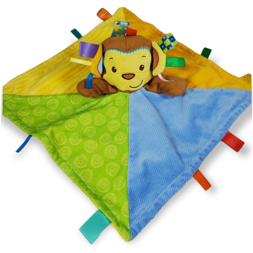 Taggies Fleece Plush Monkey - Baby Security Blanket Toy Lovey - Tags Multi-Color